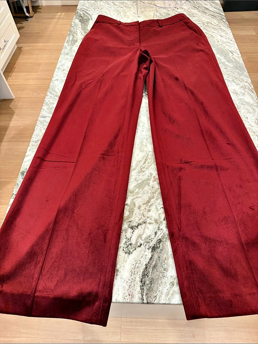Express Velvet Wide Leg Pants in Maroon Red Size 10R